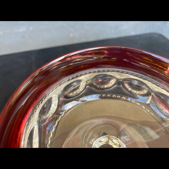 Art Glass King’s Crown Ruby Flash Dessert Dishes - Picture 4 of 12